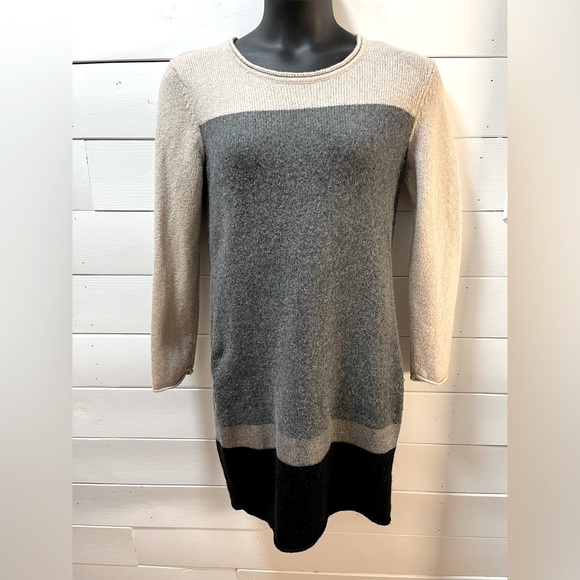 ESPRIT - Color Block gray & tan Sweater Dress - Size L - Picture 1 of 11